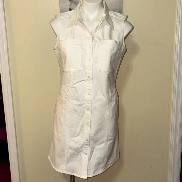 BANANA REPUBLIC White Sleeveless Denim Button Up Dress Size Small NWT - Picture 4 of 17